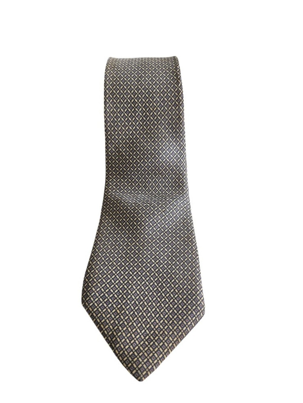 Dior Men's Gray Diamond-Pattern Silk Tie